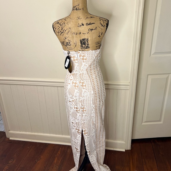 Elegant White Lace Strapless‎ Dress Bariano NWT size 6 - Picture 9 of 11